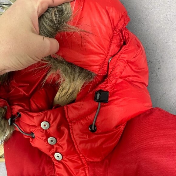 G-Star Whistler Puffer Vest Red Size XS Full Zipper Fur Trim Removable Hood Coat - Picture 7 of 15